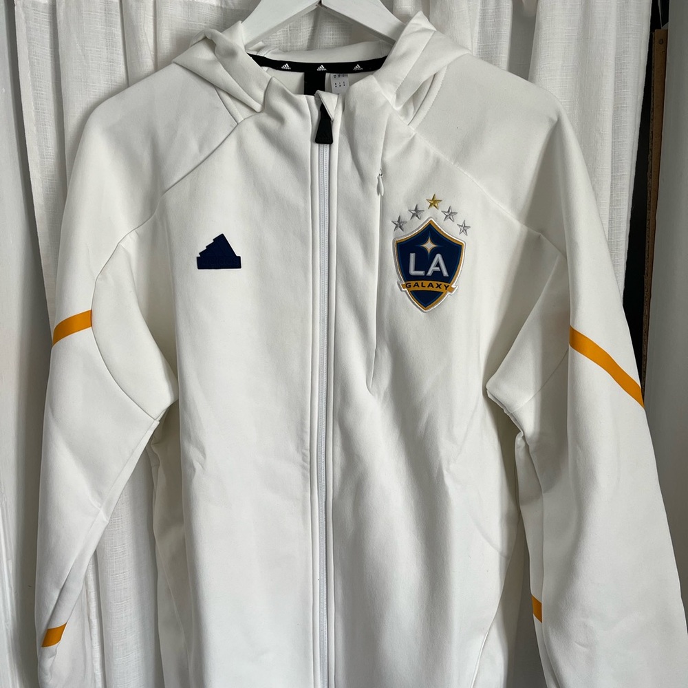 Men’s LA Galaxy MLS White Warm-Up Jacket NEW
